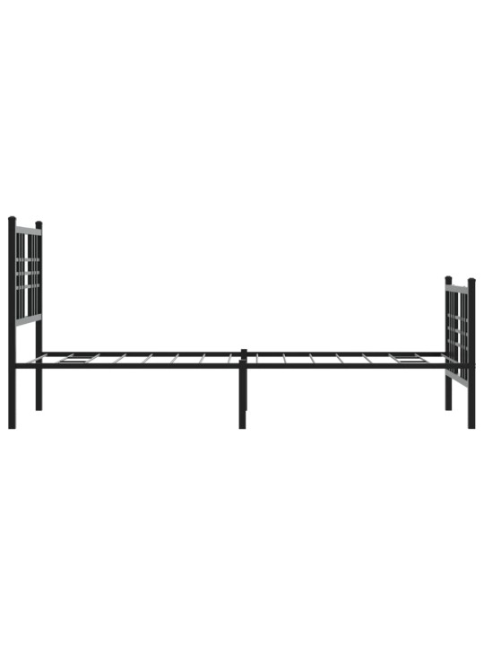 Gultas rāmis ar galvgali un kājgali, melns metāls, 75x190 cm