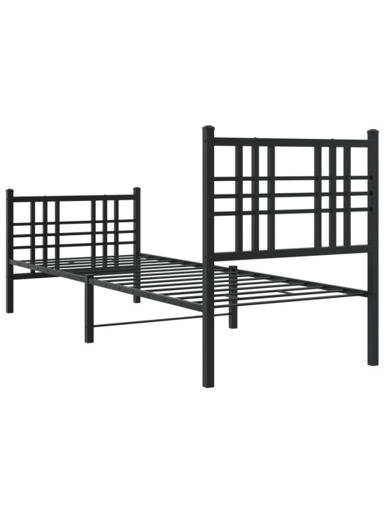 Gultas rāmis ar galvgali un kājgali, melns metāls, 80x200 cm