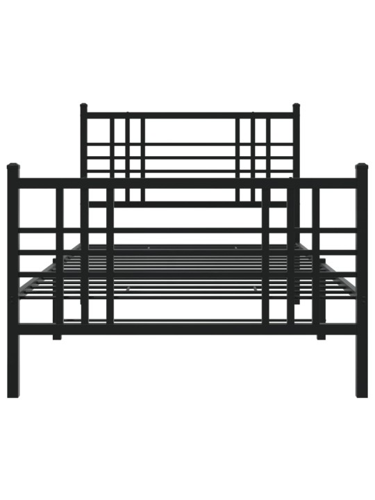 Gultas rāmis ar galvgali un kājgali, melns metāls, 107x203 cm