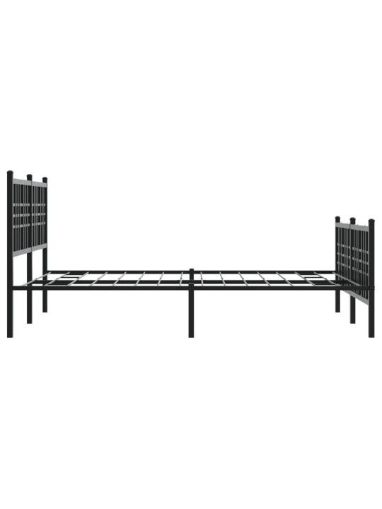Gultas rāmis ar galvgali un kājgali, melns metāls, 140x190 cm
