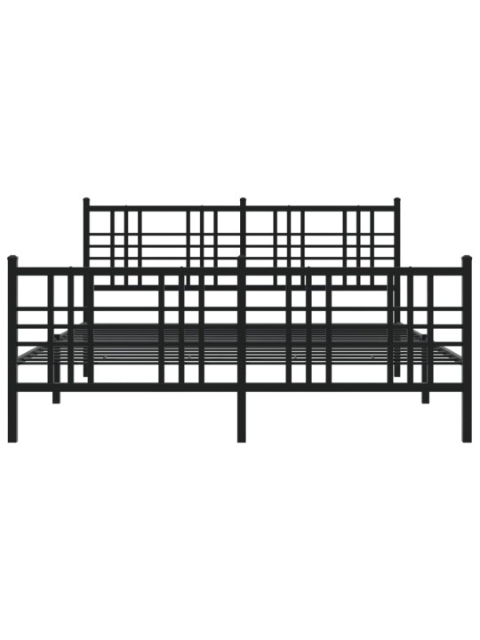Gultas rāmis ar galvgali un kājgali, melns metāls, 150x200 cm