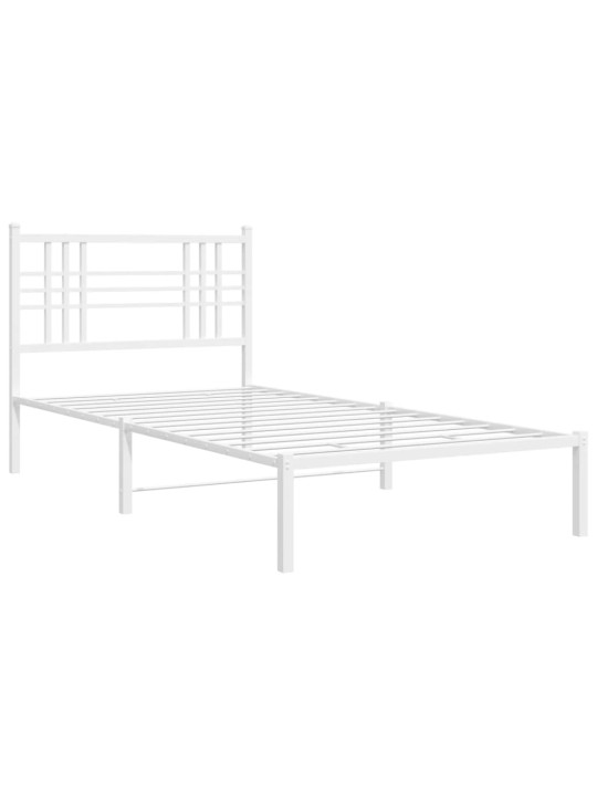 Gultas rāmis ar galvgali, balts metāls, 90x200 cm