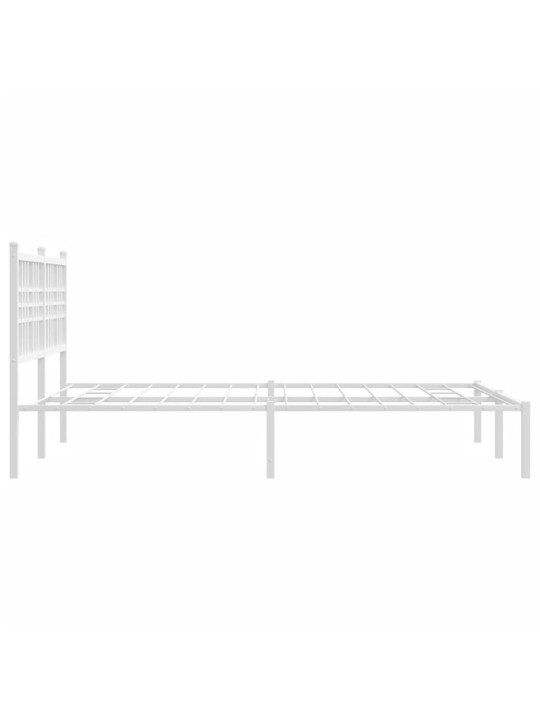 Gultas rāmis ar galvgali, balts metāls, 120x200 cm