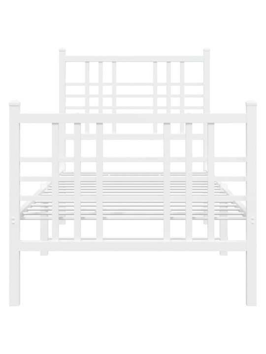 Gultas rāmis ar galvgali un kājgali, balts metāls, 80x200 cm