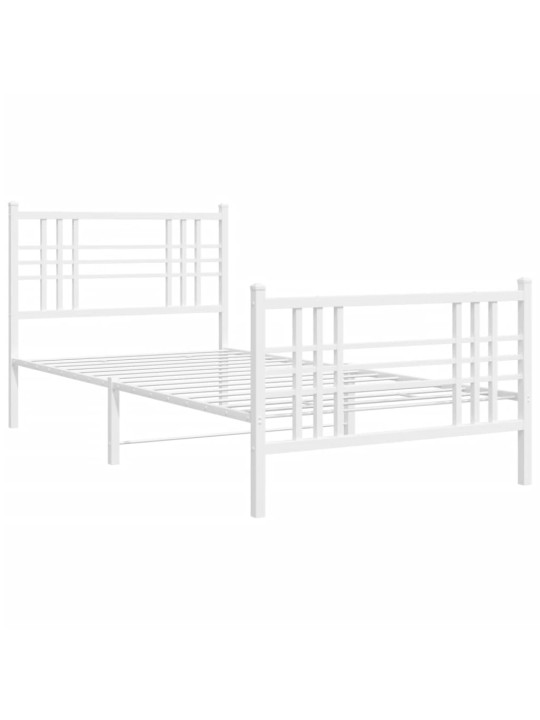 Gultas rāmis ar galvgali un kājgali, balts metāls, 90x200 cm