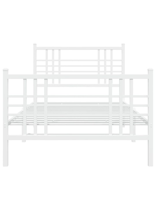 Gultas rāmis ar galvgali un kājgali, balts metāls, 90x200 cm