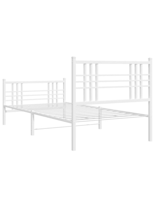 Gultas rāmis ar galvgali un kājgali, balts metāls, 90x200 cm