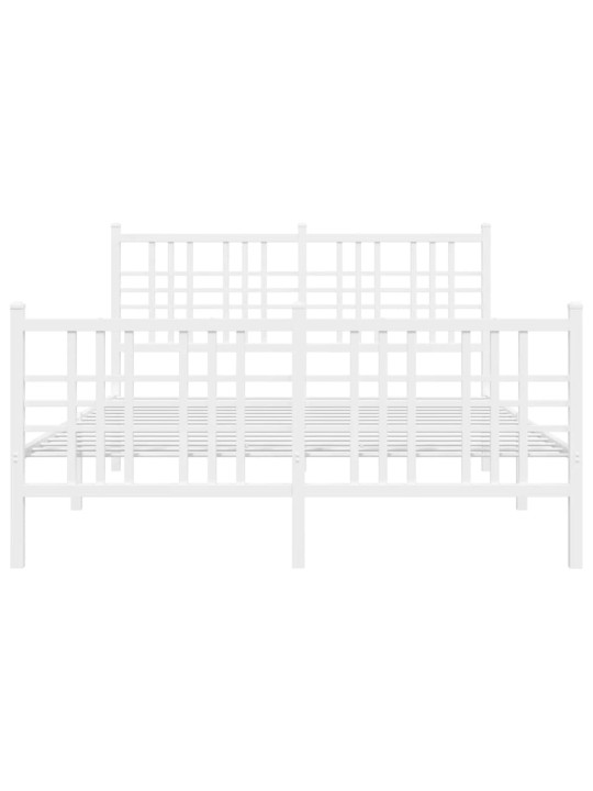 Gultas rāmis ar galvgali un kājgali, balts metāls, 137x190 cm