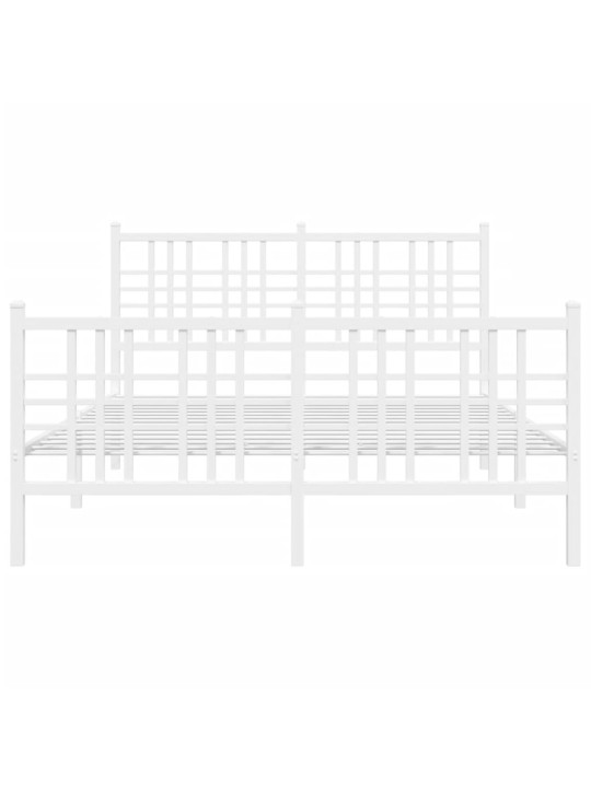 Gultas rāmis ar galvgali un kājgali, balts metāls, 140x190 cm