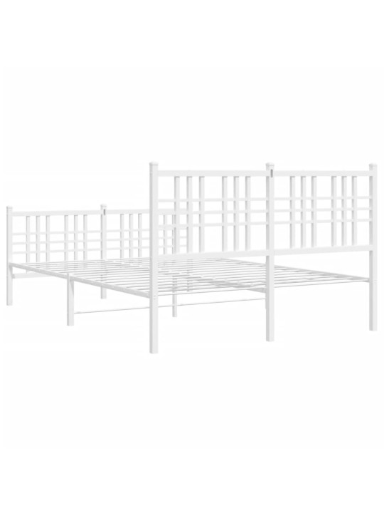 Gultas rāmis ar galvgali un kājgali, balts metāls, 140x190 cm