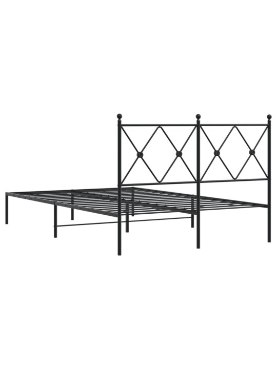 Gultas rāmis ar galvgali, melns metāls, 120x200 cm