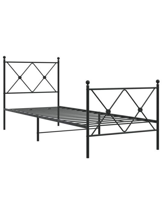 Gultas rāmis ar galvgali un kājgali, melns metāls, 80x200 cm