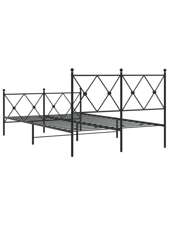 Gultas rāmis ar galvgali un kājgali, melns metāls, 120x190 cm