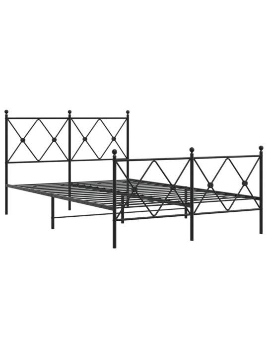 Gultas rāmis ar galvgali un kājgali, melns metāls, 120x200 cm