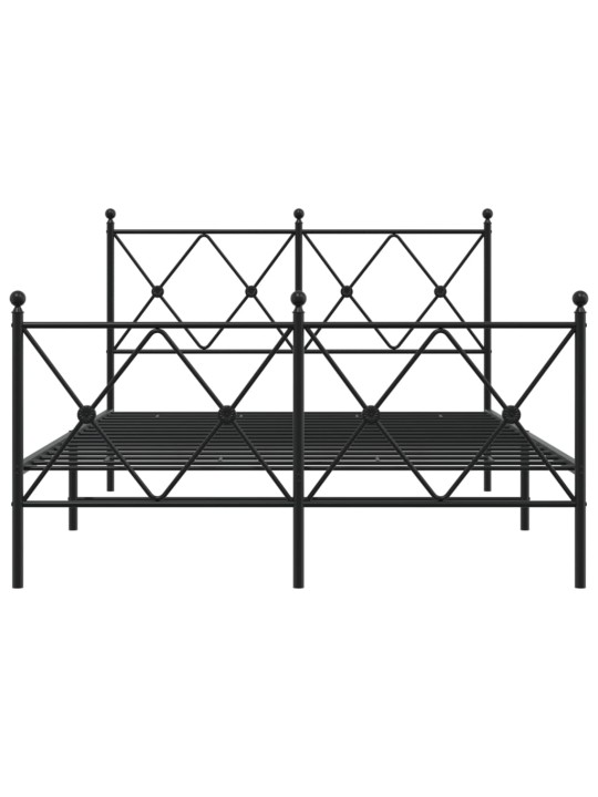 Gultas rāmis ar galvgali un kājgali, melns metāls, 120x200 cm