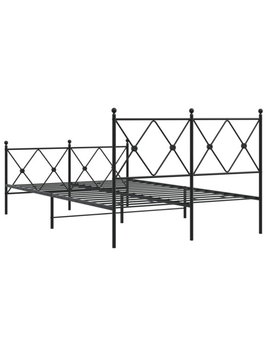 Gultas rāmis ar galvgali un kājgali, melns metāls, 120x200 cm