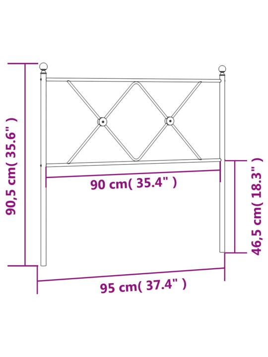 Gultas galvgalis, metāls, melns, 90 cm