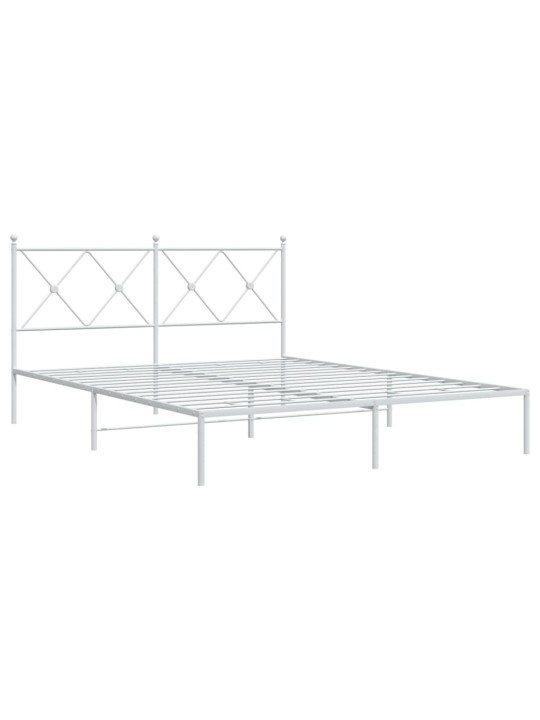 Gultas rāmis ar galvgali, balts metāls, 150x200 cm