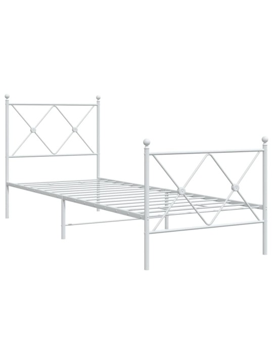 Gultas rāmis ar galvgali un kājgali, balts metāls, 80x200 cm