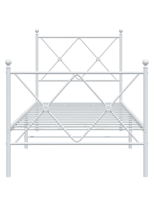 Gultas rāmis ar galvgali un kājgali, balts metāls, 80x200 cm