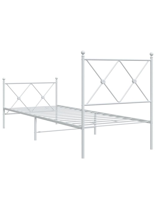 Gultas rāmis ar galvgali un kājgali, balts metāls, 80x200 cm