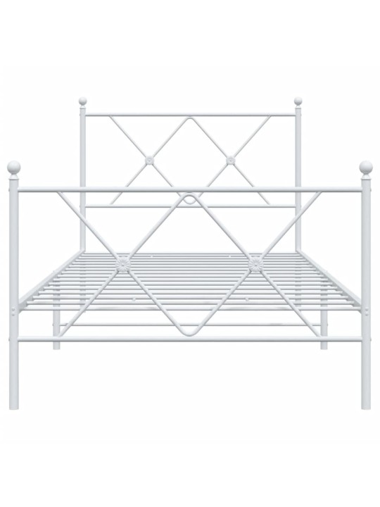 Gultas rāmis ar galvgali un kājgali, balts metāls, 90x200 cm