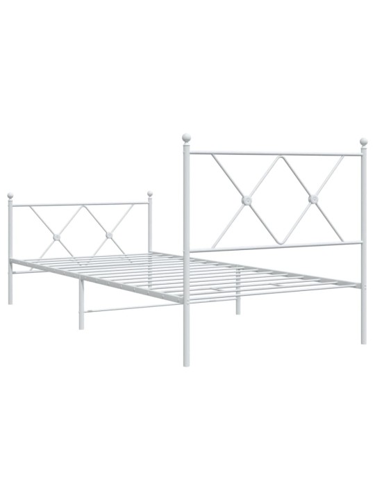 Gultas rāmis ar galvgali un kājgali, balts metāls, 90x200 cm