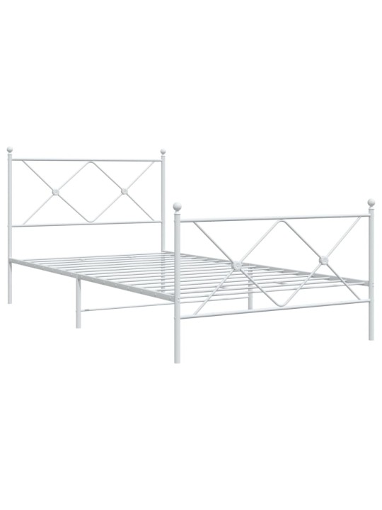 Gultas rāmis ar galvgali un kājgali, balts metāls, 100x200 cm