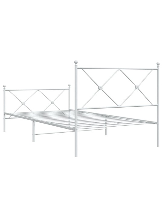 Gultas rāmis ar galvgali un kājgali, balts metāls, 100x200 cm