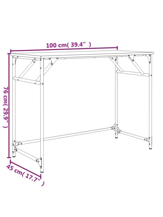 Rakstāmgalds, melns, 100x45x76 cm, inženierijas koks, tērauds