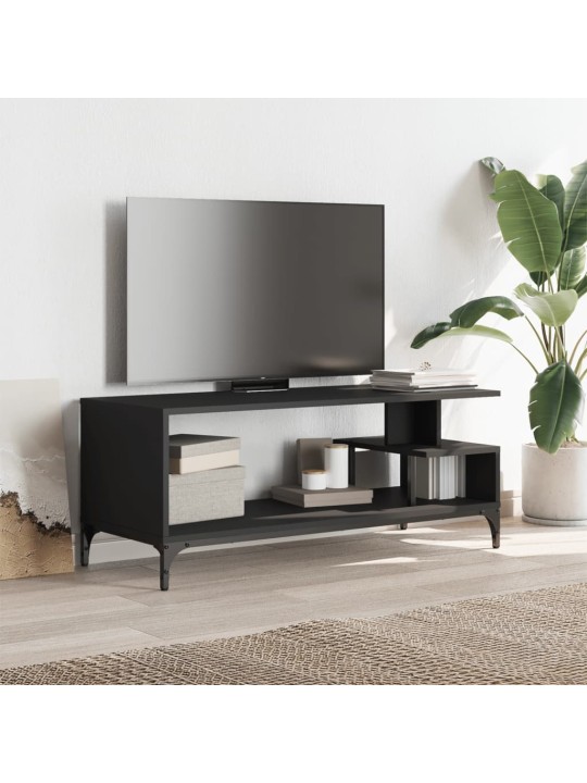 Tv skapītis, melns, 102x40x41 cm, inženierijas koks, tērauds