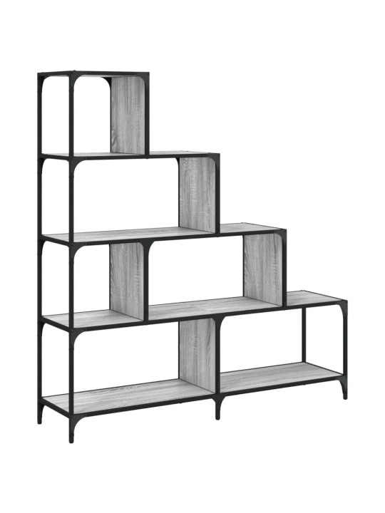 Grāmatu plaukts, 4 līmeņi, pelēks, 139x33,5x149 cm, koks