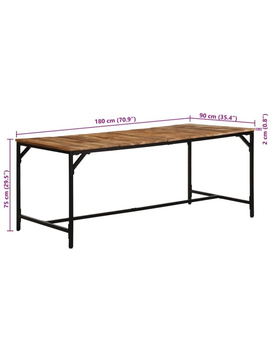 Virtuves galds, 180x90x75 cm, masīvkoka raupja mango