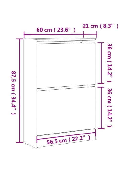 Apavu skapītis, ozolkoka krāsa, 60x21x87,5cm, inženierijas koks