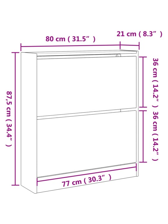 Apavu plaukts, ozolkoka krāsa, 80x21x87,5 cm, inženierijas koks