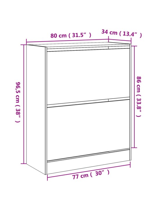 Apavu plaukts, ozolkoka krāsa, 80x34x96,5 cm, inženierijas koks