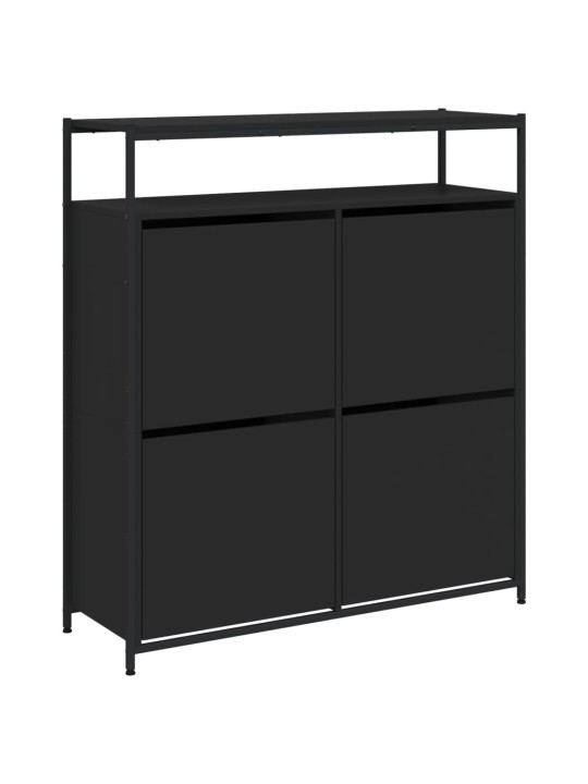 Apavu skapītis ar 4 atvilktnēm, melns, 100x34x112 cm