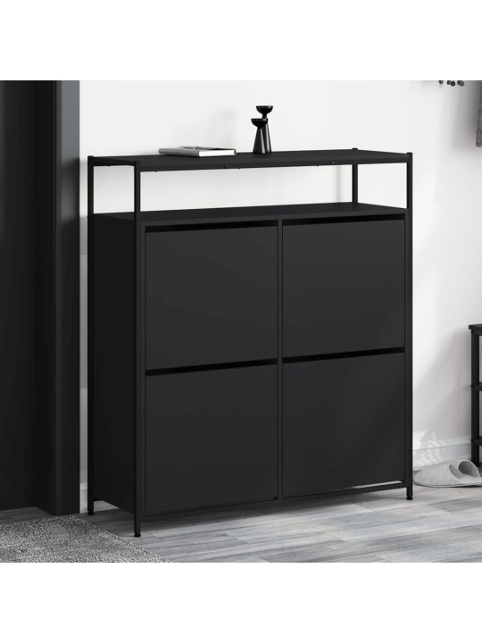 Apavu skapītis ar 4 atvilktnēm, melns, 100x34x112 cm