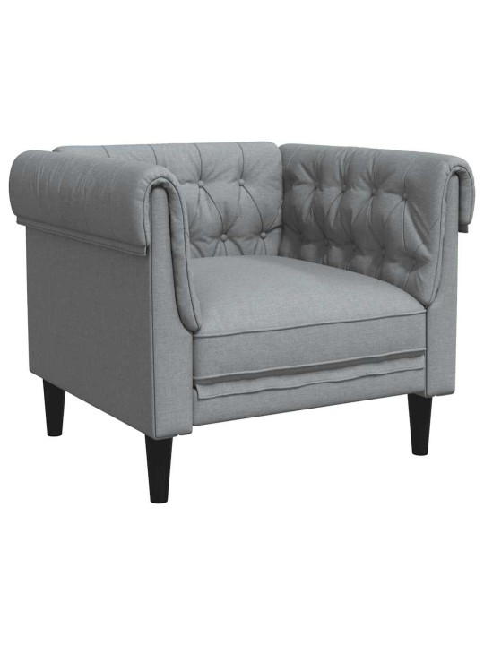 Chesterfield atpūtas krēsls, gaiši pelēks audums
