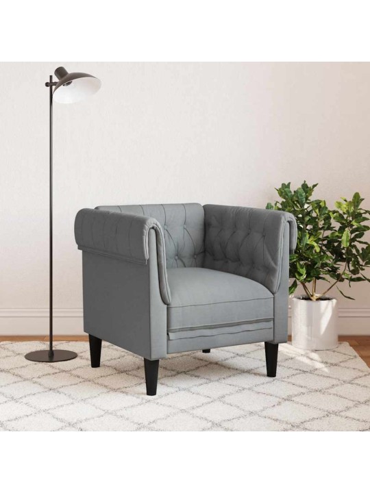 Chesterfield atpūtas krēsls, gaiši pelēks audums