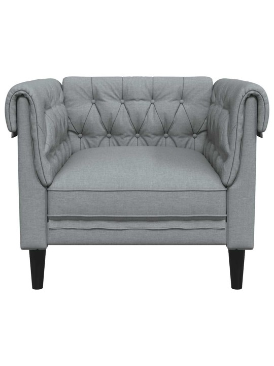 Chesterfield atpūtas krēsls, gaiši pelēks audums
