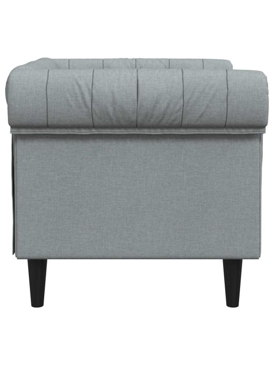 Chesterfield atpūtas krēsls, gaiši pelēks audums