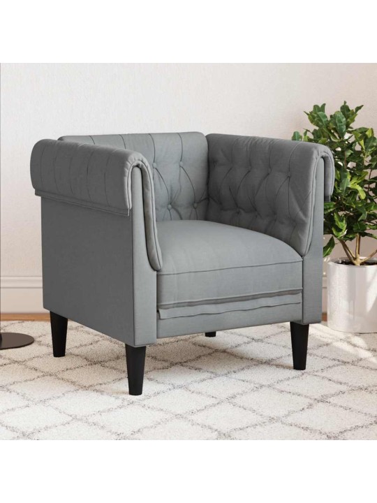 Chesterfield atpūtas krēsls, gaiši pelēks audums