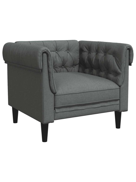 Chesterfield atpūtas krēsls, tumši pelēks audums