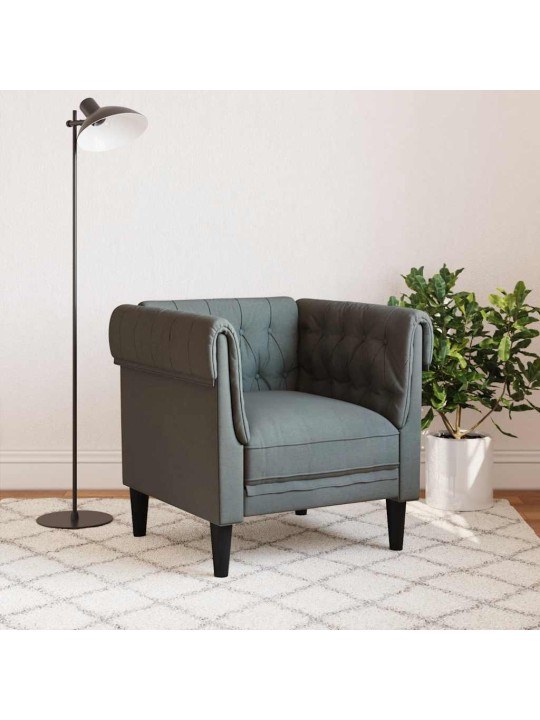 Chesterfield atpūtas krēsls, tumši pelēks audums