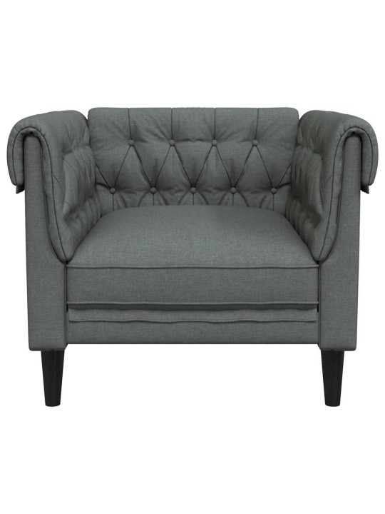 Chesterfield atpūtas krēsls, tumši pelēks audums