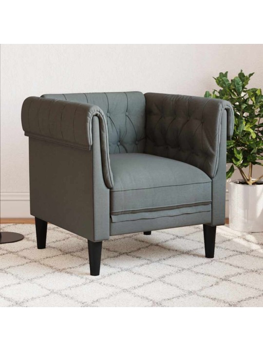 Chesterfield atpūtas krēsls, tumši pelēks audums