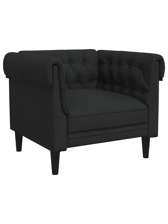 Chesterfield atpūtas krēsls, melns audums