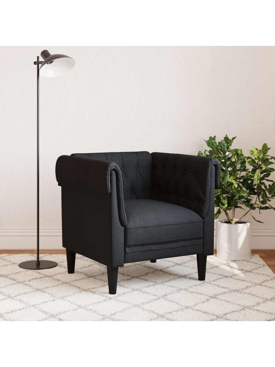 Chesterfield atpūtas krēsls, melns audums
