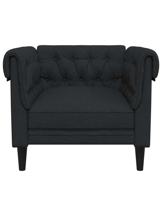 Chesterfield atpūtas krēsls, melns audums